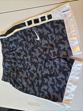 Nike Men’s Black and White Camo-Print Athletic Shorts